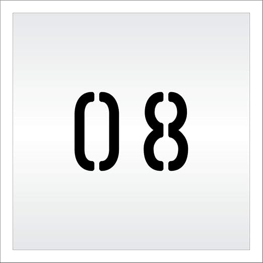 Pavement, Curb, and WheelStop Stencils - 4 inch Double Number Stencil - (08) - 4" x 5.5" x 1/16" (63 mil) - Light-Duty