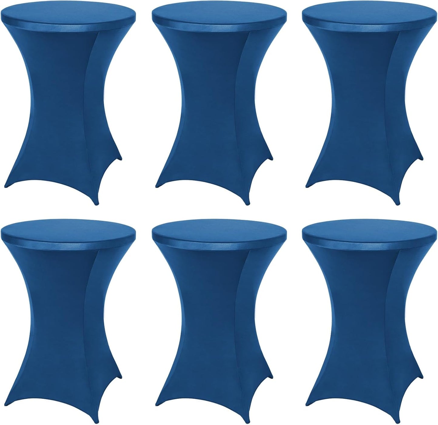 FestiCorp 6 Pack Spandex Blue Table Cover, Cocktail Fitted Tablecloths, Round Highboy Stretch Table Covers Cloths for Party, DJ, Bar, Wedding, Birthday, Banquet, 30"-32" Diameter x 40"-43" Height