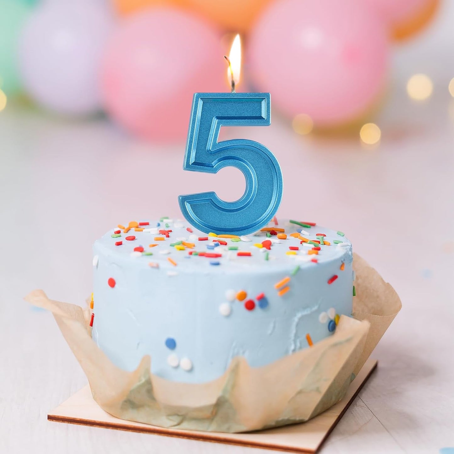 BEAN LIEVE Blue Birthday Candles Number 5, Blue Number Candles, Cake Number Candles for Birthday Parties and Wedding Anniversary Celebrations