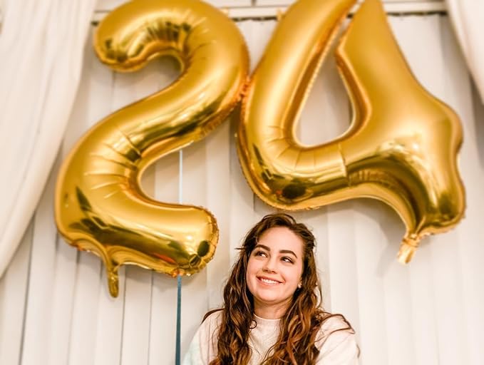 Gold 4 Balloon, Number Balloon 40 Inch, 4th Gold and Black Party Decorations, Four Large Numbers for Party Decor, Number 4 Balloon