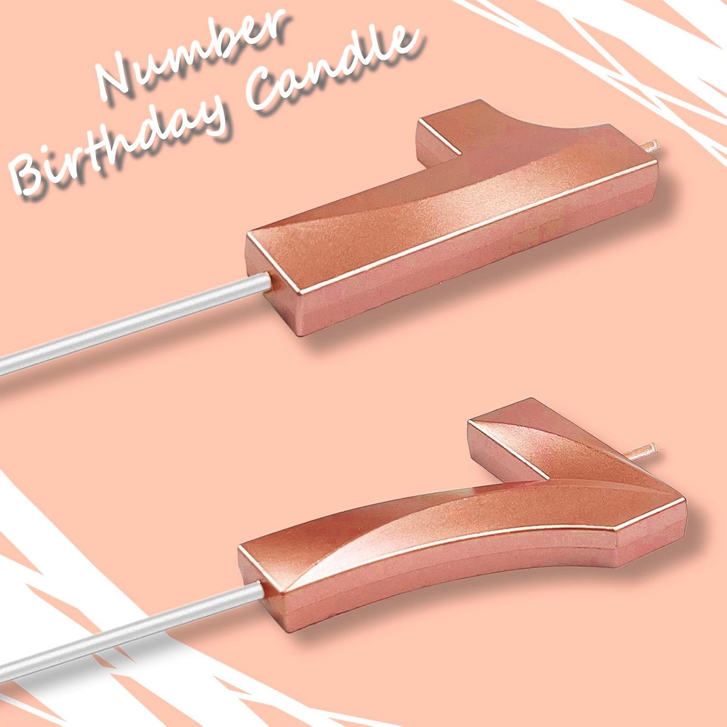 Rose Gold Number 17 Candles, 3D Diamond 2.76 Inch Cake Topper Birthday Candles for Wedding Anniversary Cake Decorations, Happy Birthday Party Decorations