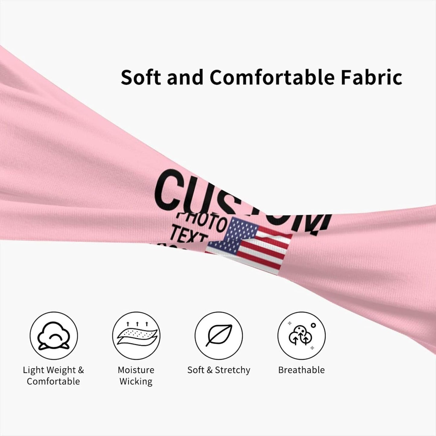 Custom Sports Headband Sweatband Bandana Add Your Photo Logo Text Number, Bulk Customized Unisex Sports Moisture Wicking Breathable Elastic