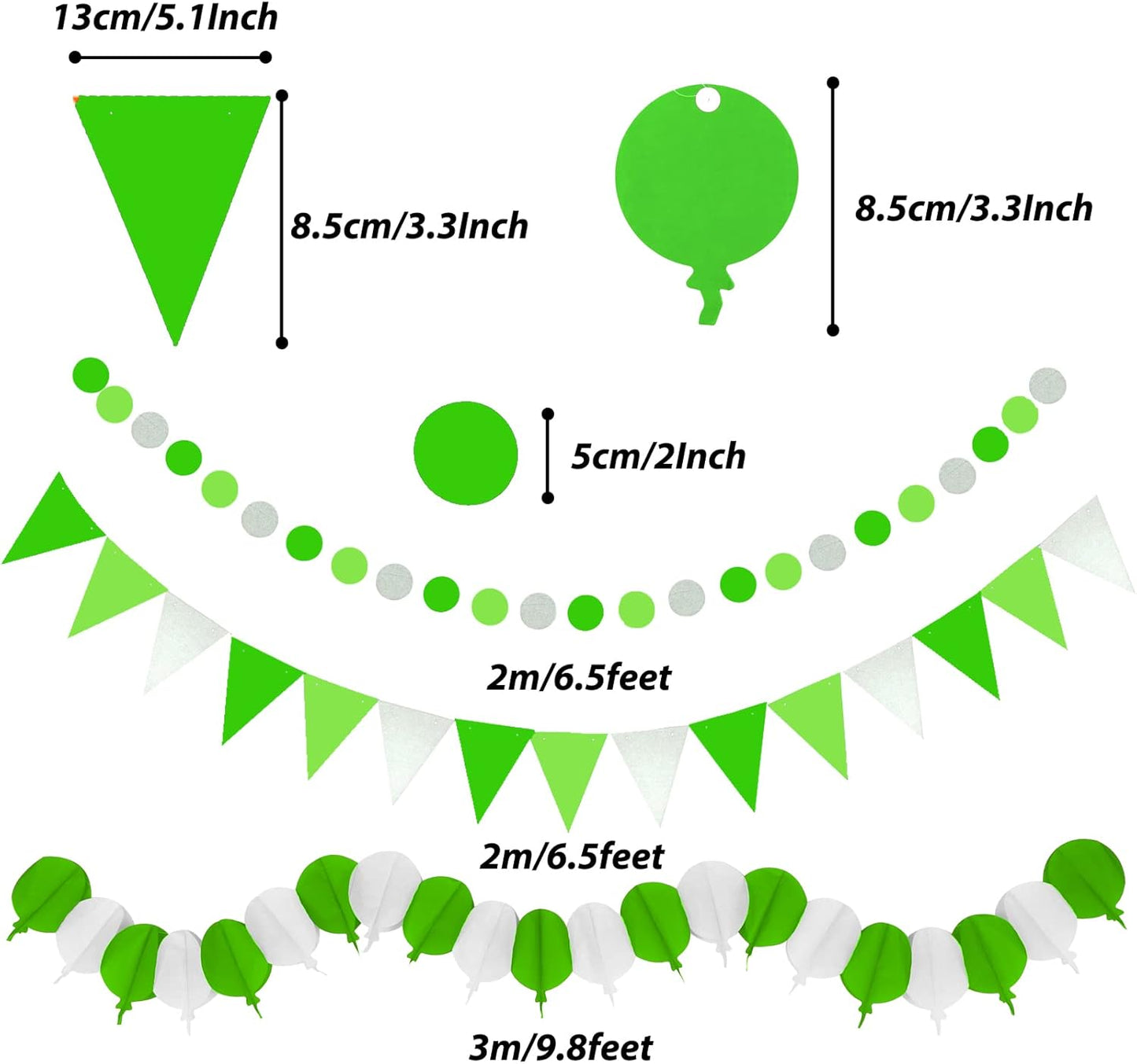 ZERODECO Party Decorations, 41 Pcs Green Papar Fans Pompoms Garlands String Tissue Paper Tassel for Fiesta Home Bridal Baby Shower Wedding Boy Girl Birthday Party