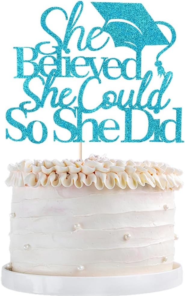 She Believed She Could So She Did Cake Topper,2026 Graduation Cake Topper,Cake Decorations for Girls,2026 High School/College/University Graduation