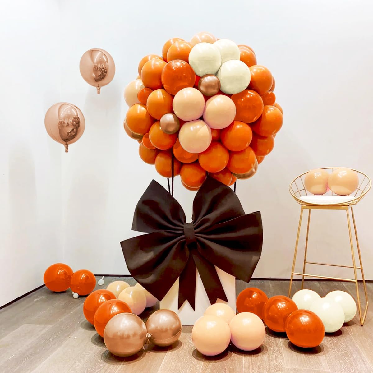 Fall Balloon Arch Kit, 160Pcs Orange White Metallic Copper Boho Thanksgiving Balloons Garland for Autumn Birthday Baby Shower Party Decorations
