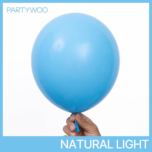 PartyWoo Light Blue Balloons 50 pcs 12 Inch Baby Pastel Sky Aqua Blue Balloons for Graduation Baby Shower Gender Reveal Weddings Under the Sea Birthday Party Decorations Blue-Y20