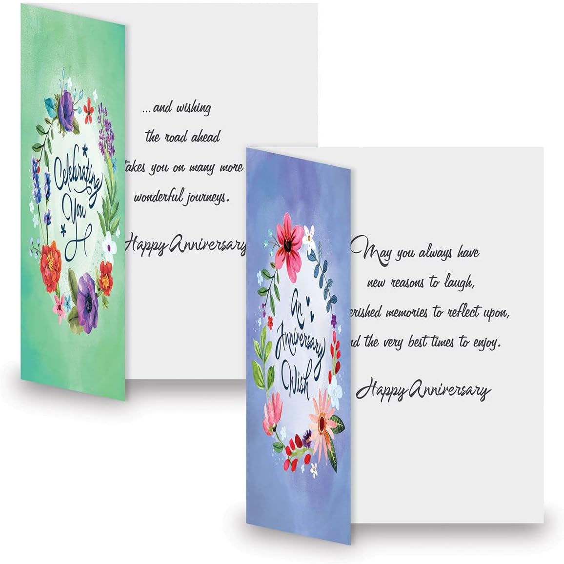 Happy Together Anniversary Greeting Cards - Set of 8 (4 Designs), 5 x 7 Inches, Sentiments Inside