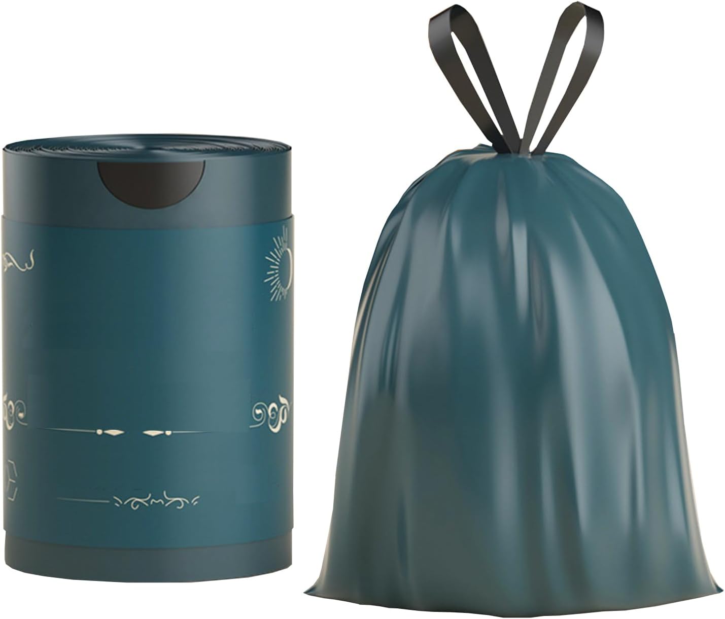 2.6 Gallon Strong Trash Bags,Double-Sided Thickening （0.96Mil),No-tear Small Drawstring Garbage Bags for Bathroom,Kitchen Trash Bags, Leak-Proof Design,Light Luxury Bag (Blue Black 300 Counts)