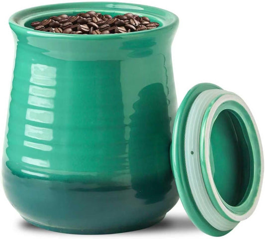 Hasense Food Storage Containers with Lids, 88 oz Ceramic Food Storage Jar, Kitchen Canister for Ground Coffee, Tea, Sugar, Nuts, Candy, Spices, 88 FL OZ Cookie Jar, Gradient Green