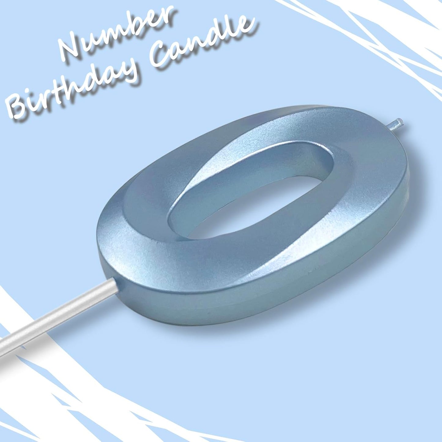 Blue Number 0 Candles, 3D Diamond 2.76 Inch Cake Topper Birthday Candles for Wedding Anniversary Cake Decorations, Happy Birthday Party Decorations