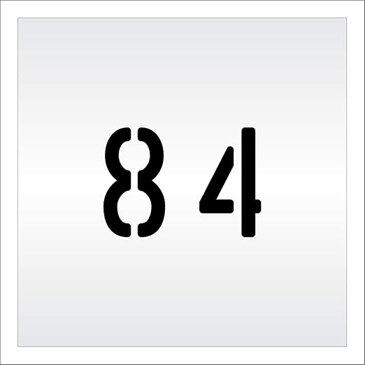 Pavement, Curb, and WheelStop Stencils - 4 inch Double Number Stencil - (84) - 4" x 5.5" x 1/16" (63 mil) - Light-Duty