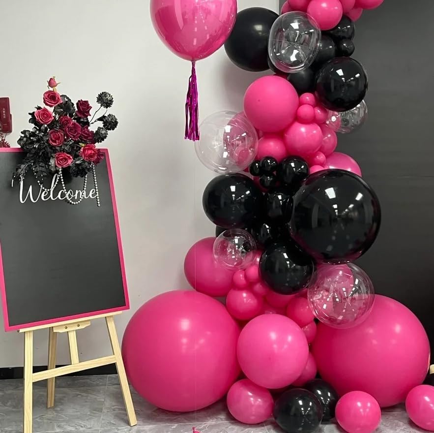 AZOWA 24 Inch Hot Pink Balloons 16-Count Large Latex Round Balloons for Party Wedding Birthday Baby Shower Decoration (Hot Pink, 16 Pcs)