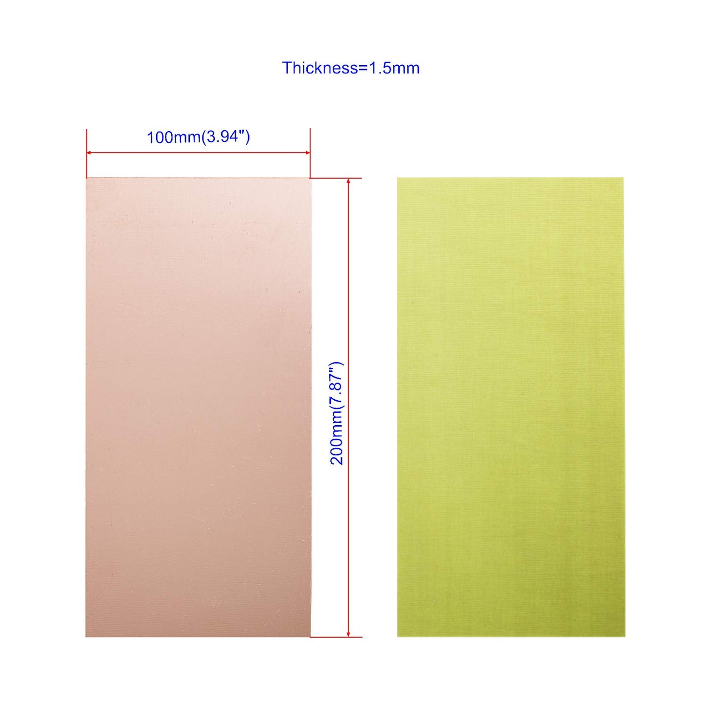Aoje-Link Single Side Copper Clad PCB Laminate Circuit Board, FR-4 Glass Fiber, 200 x 100 x 1.5mm, 5pcs