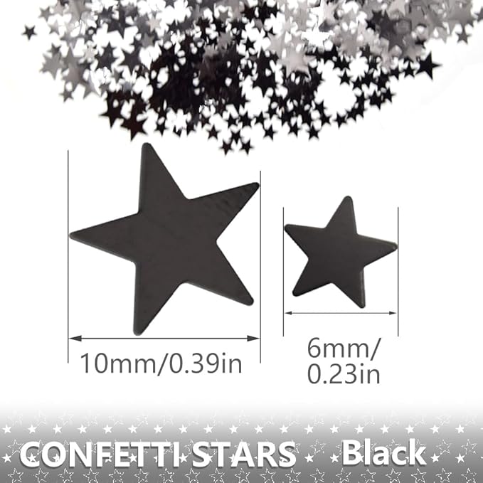 Ruidee 60g Star Confetti Metallic Foil Stars Table Confetti Metallic Foil Stars Sequin for Halloween Birthday Wedding Festival Party DIY(ZX/Black)