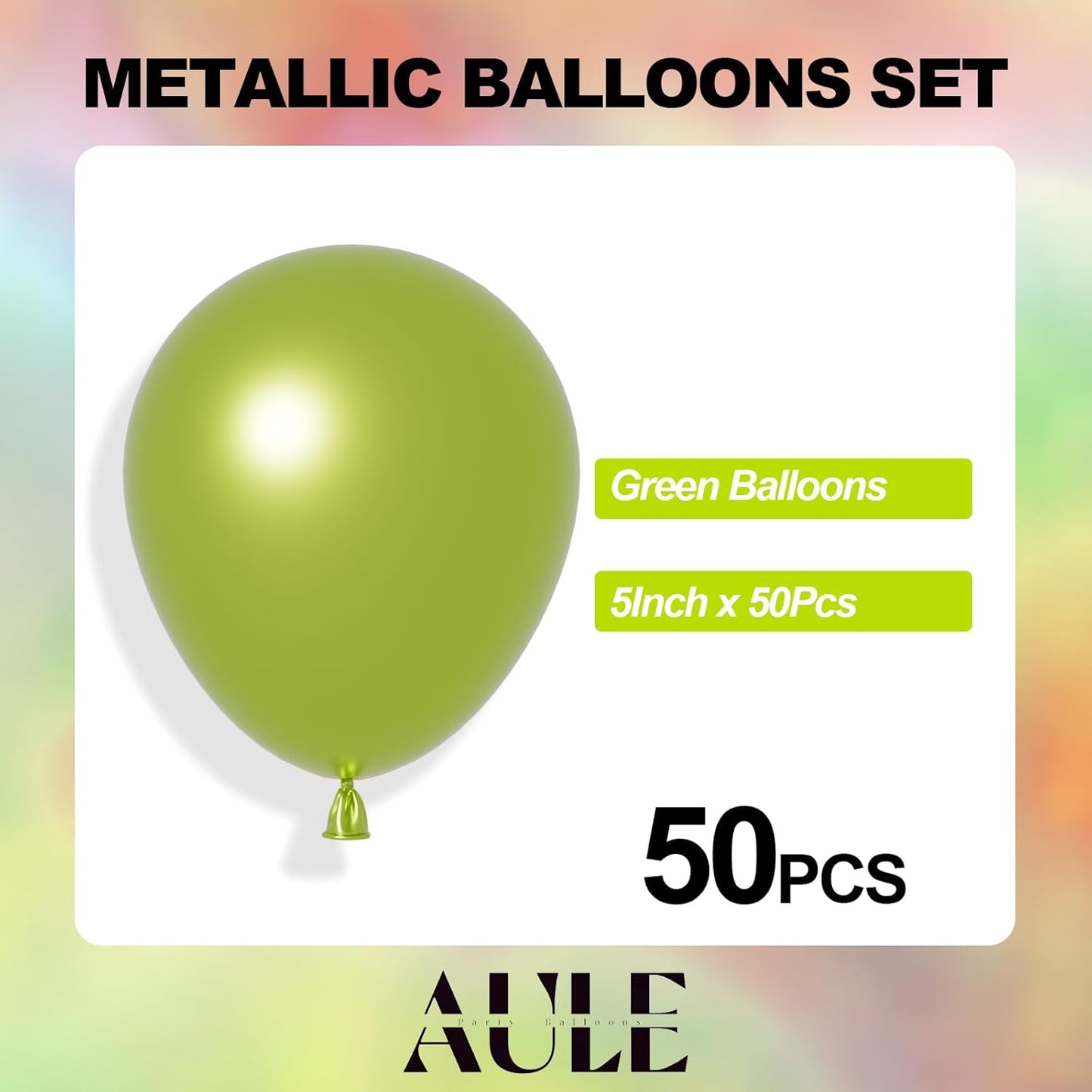 AULE Metallic Lime Green Balloons 5 inch 50 Pcs Neon Green Latex Balloons Chrome Helium Shiny Thicken Balloon Perfect Party Decoration for Wedding Birthday Baby Shower Graduation Christmas Carnival