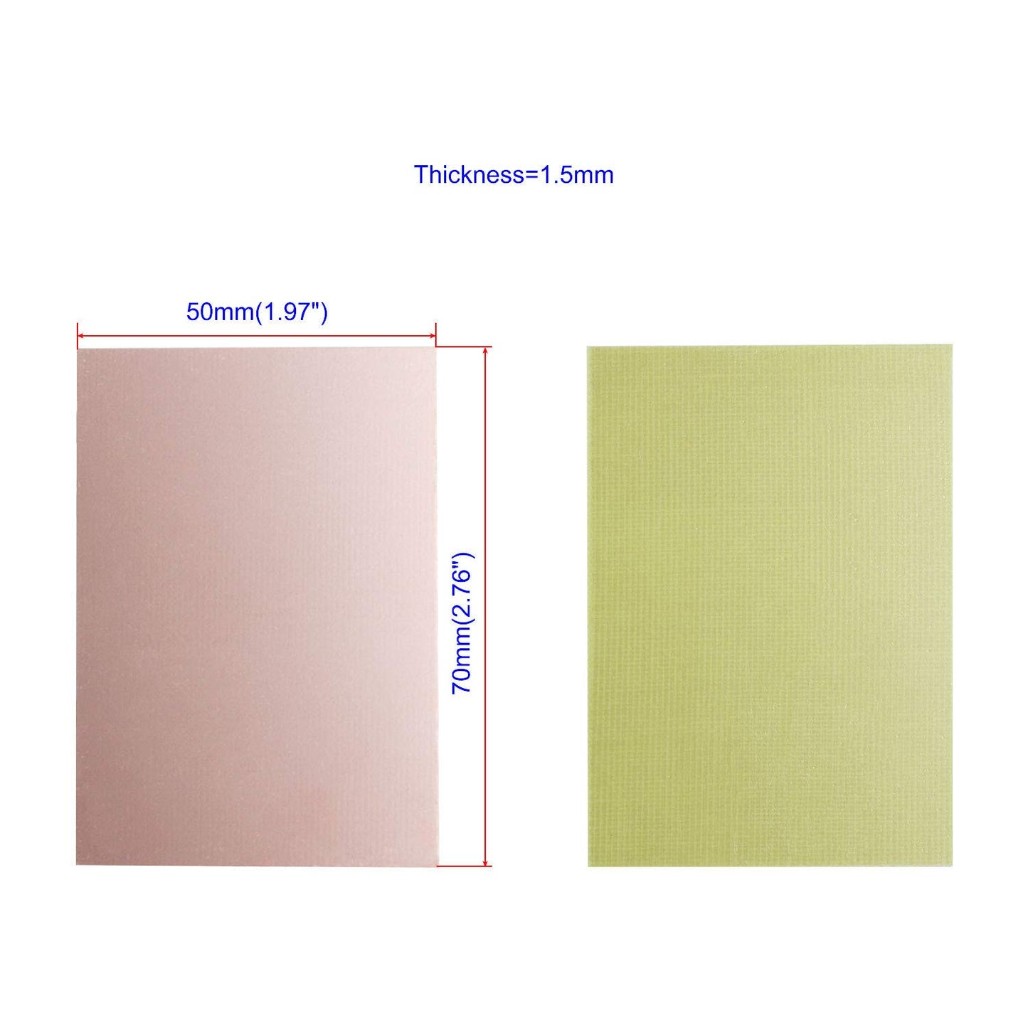 Aoje-Link Single Side Copper Clad PCB Laminate Circuit Board, FR-4 Glass Fiber, 70 x 50 x 1.5mm, 5pcs