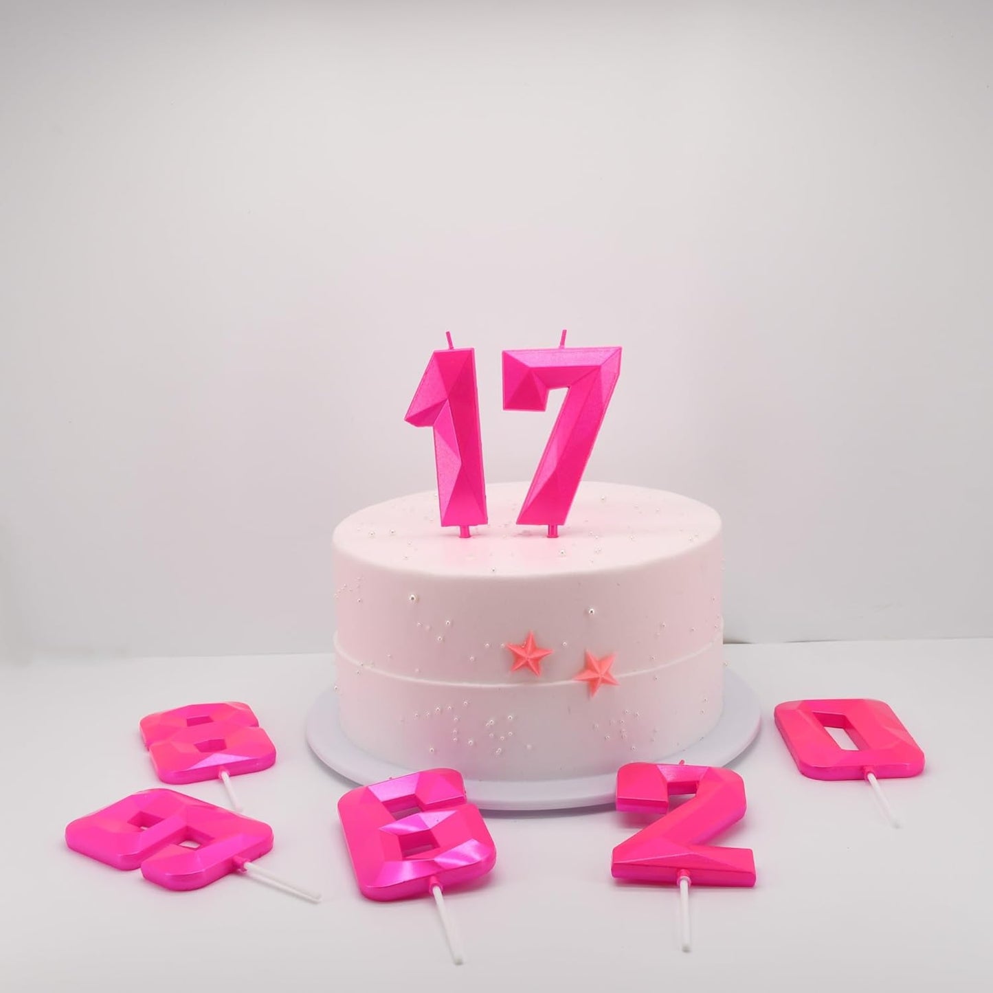 DERVENTA Large Birthday Candle Number 3D Pink 3.7 inch Party Celebration Anniversary Decoration Cake Topper 1 Piece (Number 17 Pink)
