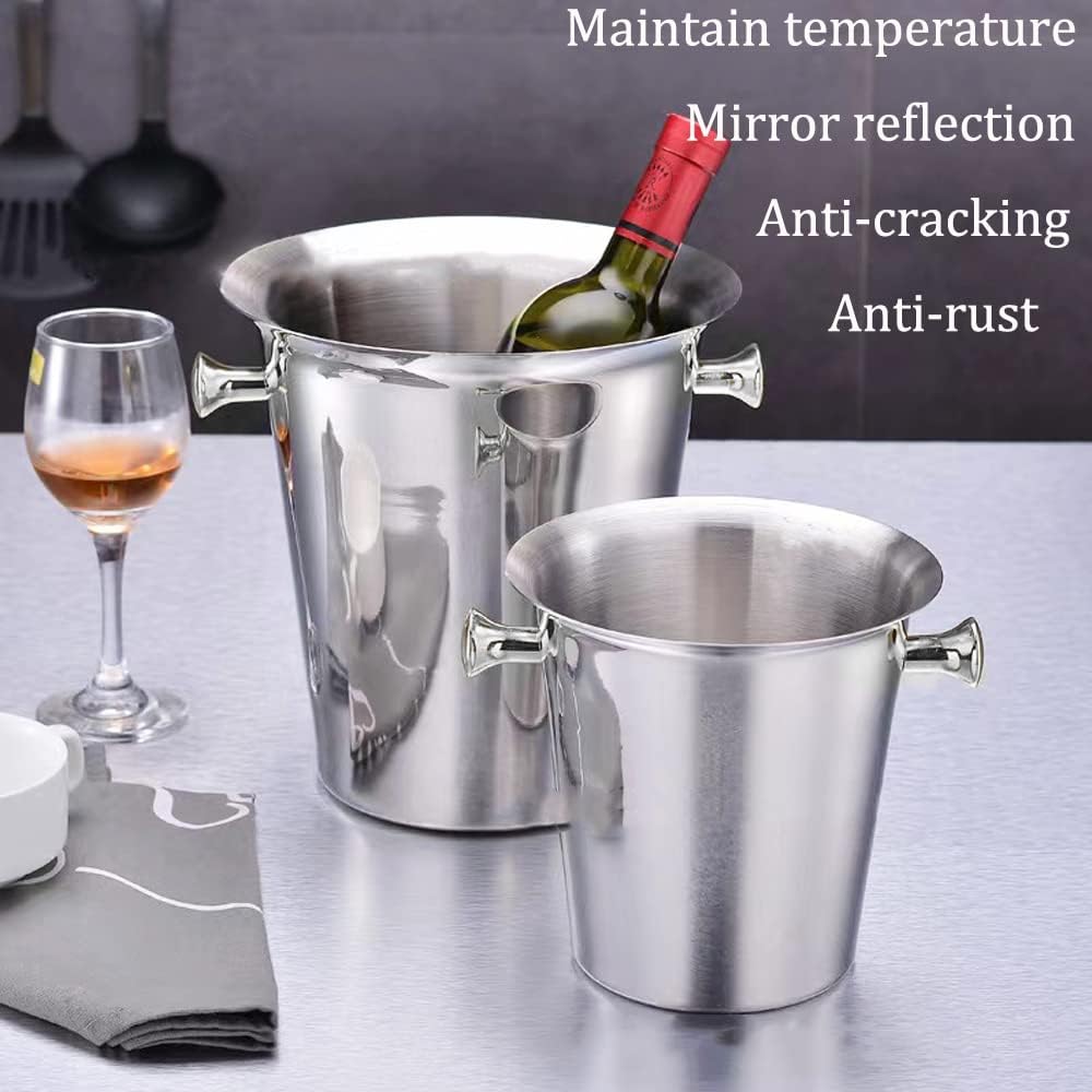 Ice Bucket with Stand Christmas Stainless Steel Standing Bucket Ice Cube Container, Wine Bucket on rack Gold Champagne Ice-Bucket for Wine Beer KTV Club Bar Bbq Party Wedding, 12lb 5L