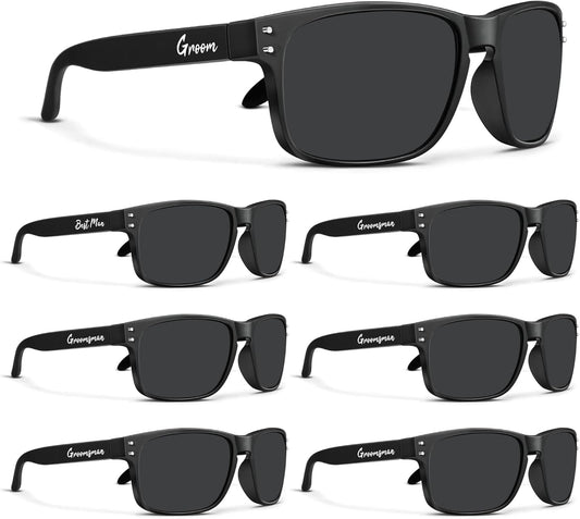 LotsBuyLots Groomsmen Sunglasses 7 Pack, Bachelor Party Supplies Sunglasses for Groom,Best Man,Groomsman