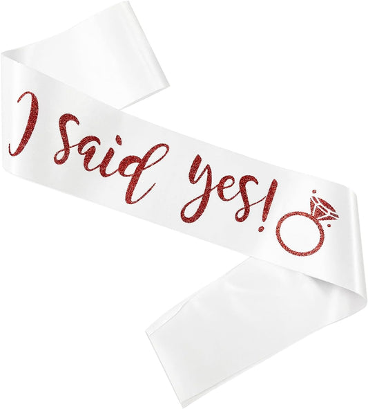 I Said Yes Sash,Future Mrs Sash Engagement Party SashBachelorette Party Sashes, Bridal Shower Sash for Bride to Be,Red