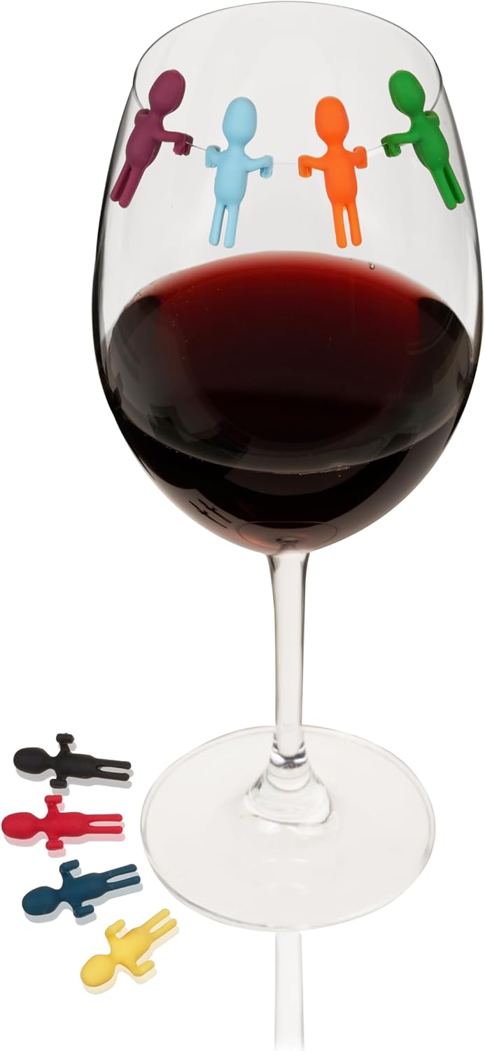 Innovine Wine Charms, Vibrant Silicone Drink Markers, Reusable Glass Charm Stemmed and Stemless Glasses, Perfect for Housewarming, Birthday, Dinner, Outdoor Party, Set of 8