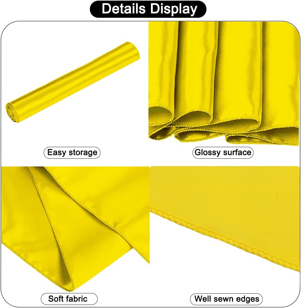 12 Pack Satin Table Runner 12 x 108 Inch Long Satin Table Runners for Wedding Banquet Graduations Birthday Party Decoration (Yellow)
