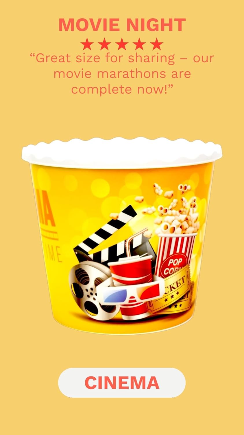 Modern Style Reusable Plastic Popcorn Box/Popcorn Containers/Popcorn Bowls Set for Movie Theater Night - (BPA Free - 4 Pack - 75 oz) (Popcorn Mix F)