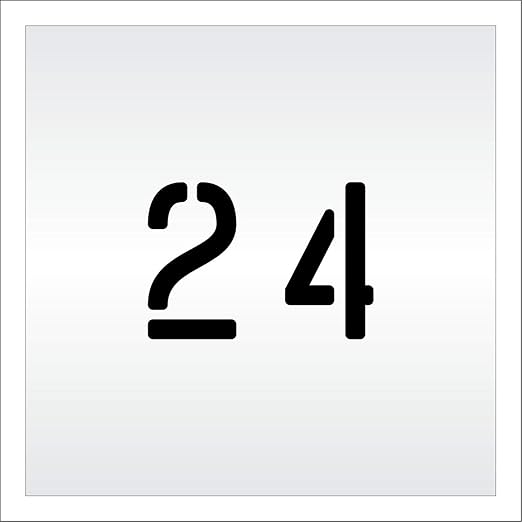 Pavement, Curb, and WheelStop Stencils - 4 inch Double Number Stencil - (24) - 4" x 5.5" x 1/8" (128 mil) - Pro-Grade