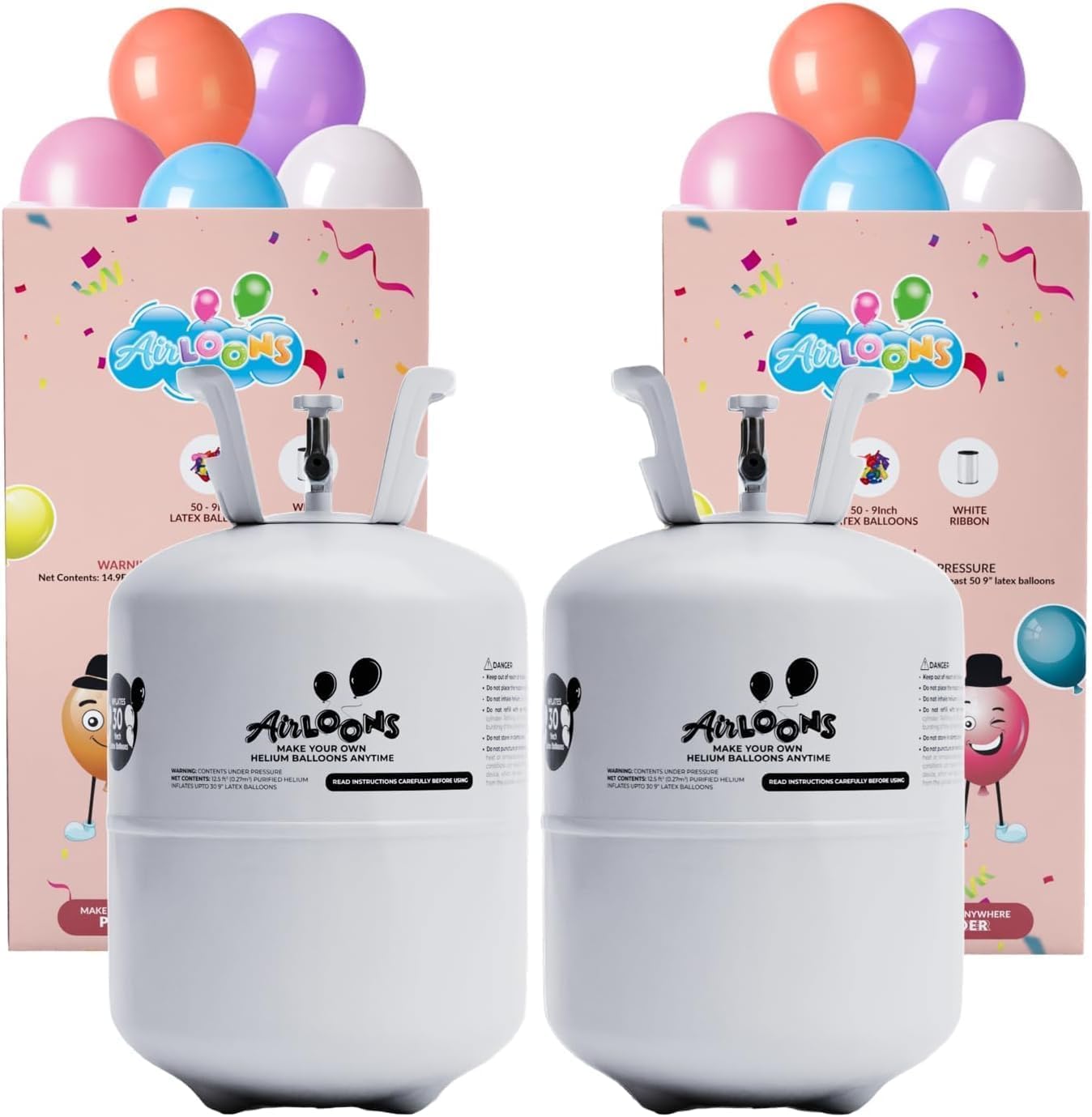 Airloons Purified Helium Tank - Inflate up to 60 Latex Balloons | 7 cu. ft. Balloon Pump for Longer Float Time | for Home Birthday and Party Decorations