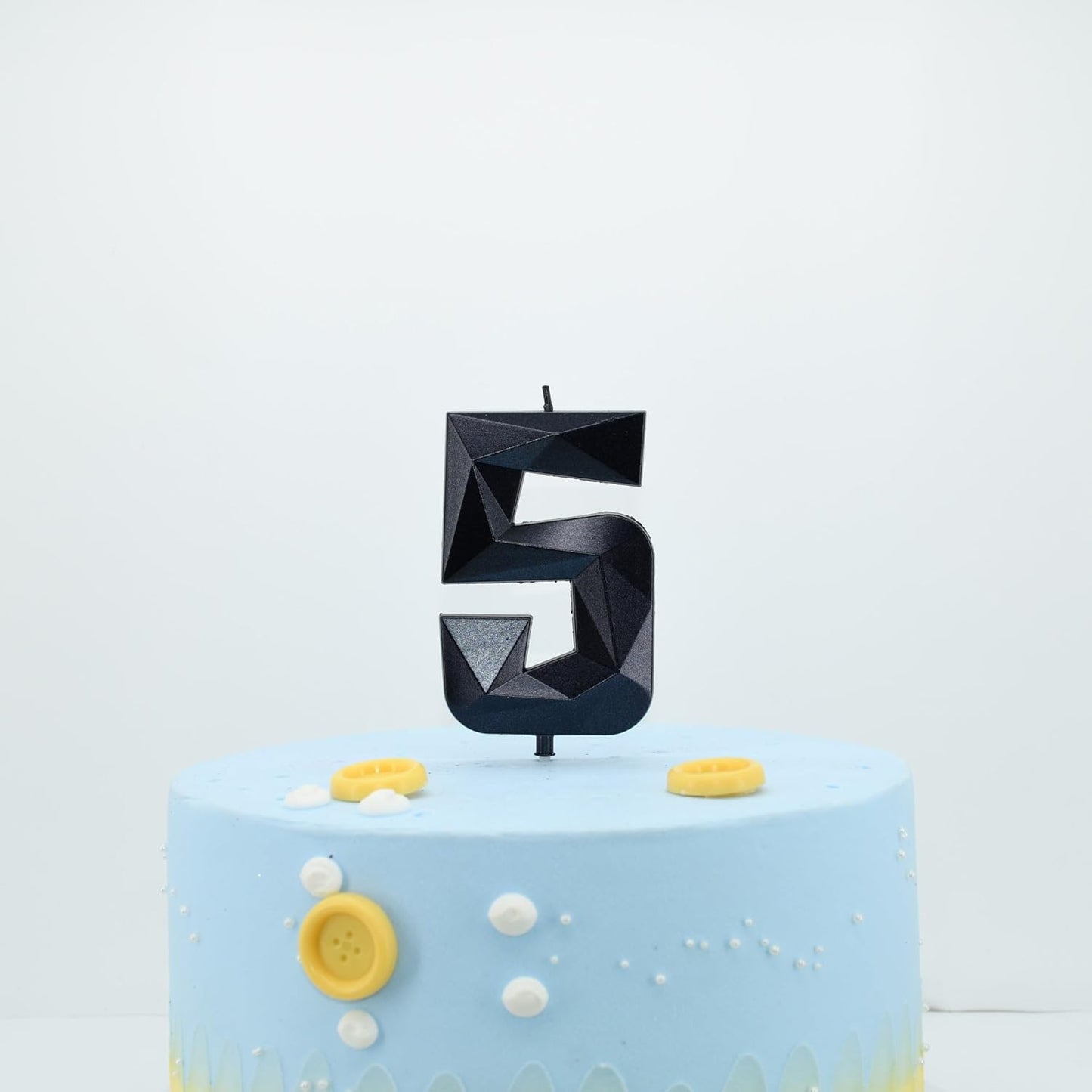 DERVENTA Large Birthday Candle Number 3D Black 3.7 inch Party Celebration Anniversary Decoration Cake Topper 1 Piece (Number 5 Black)