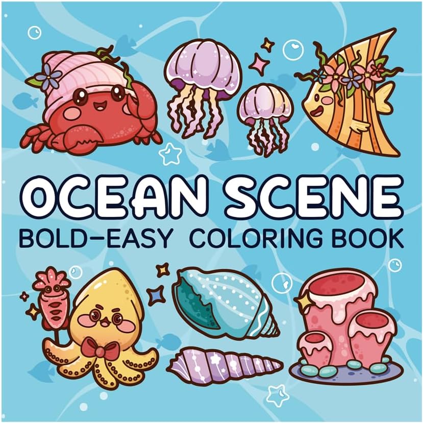 Adorable Coloring Book for Kids Ages 4–8: 40 Unique Single-Sided Pages to Prevent Bleed-Through | Thick Paper for Markers & Crayons | Screen-Free Learning Fun & Family Creative Gift (Ocean Scene)