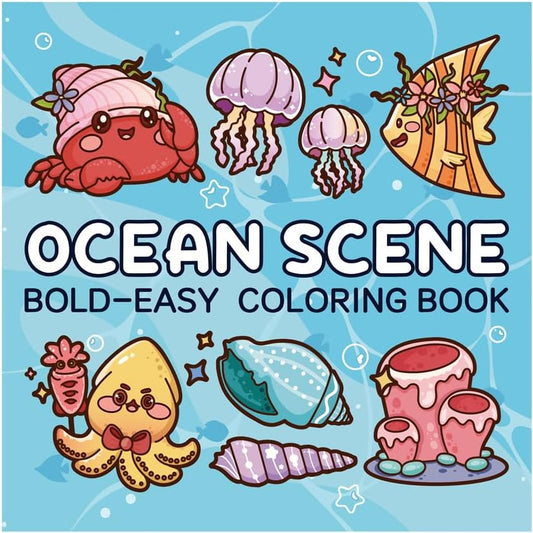 Adorable Coloring Book for Kids Ages 4–8: 40 Unique Single-Sided Pages to Prevent Bleed-Through | Thick Paper for Markers & Crayons | Screen-Free Learning Fun & Family Creative Gift (Ocean Scene)