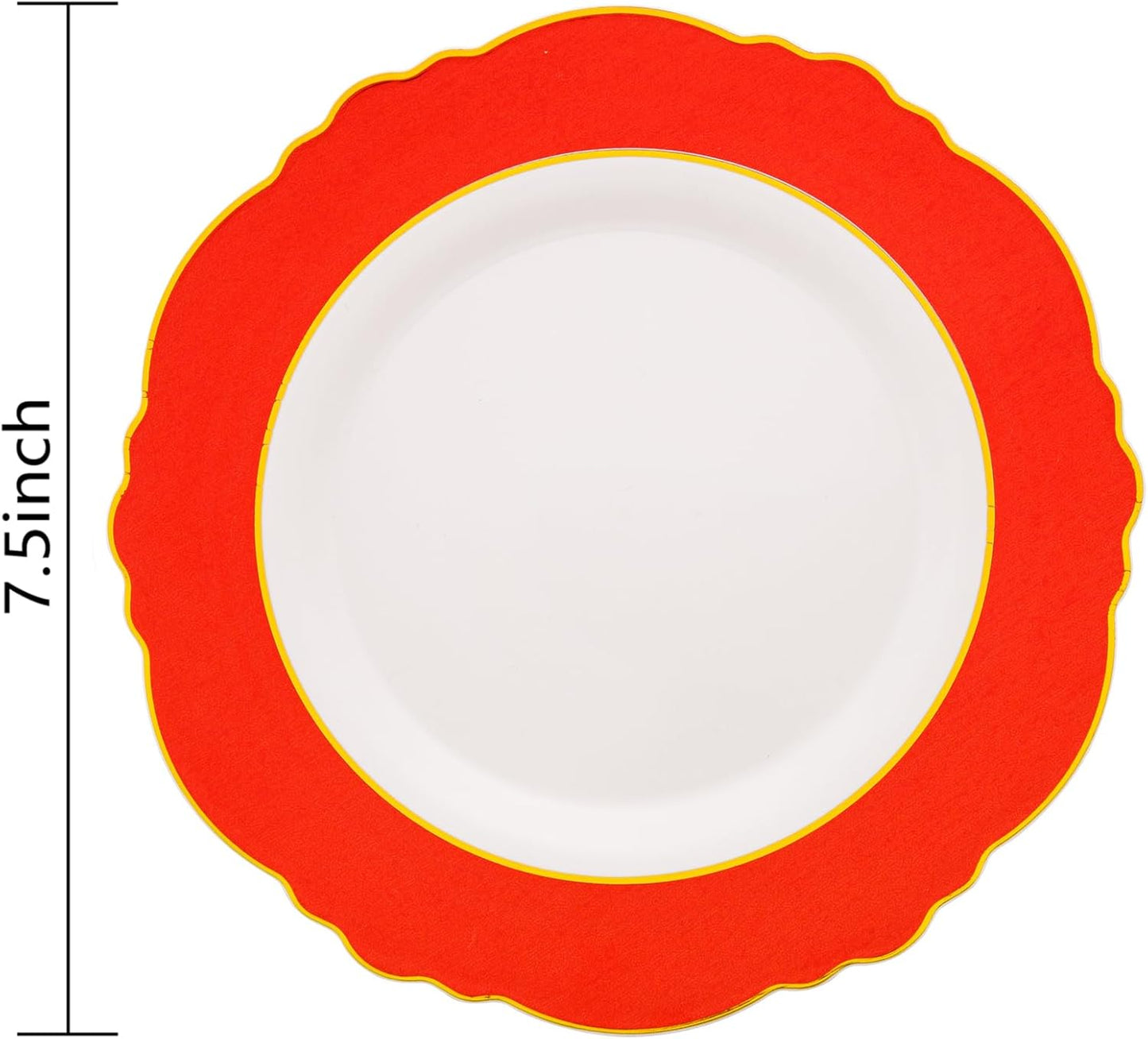 WDF 60pcs Red Christmas Plastic Plates Disposable - 7.5inch Heavy Duty Red Dessert/Salad/Cake Plates for Christmas