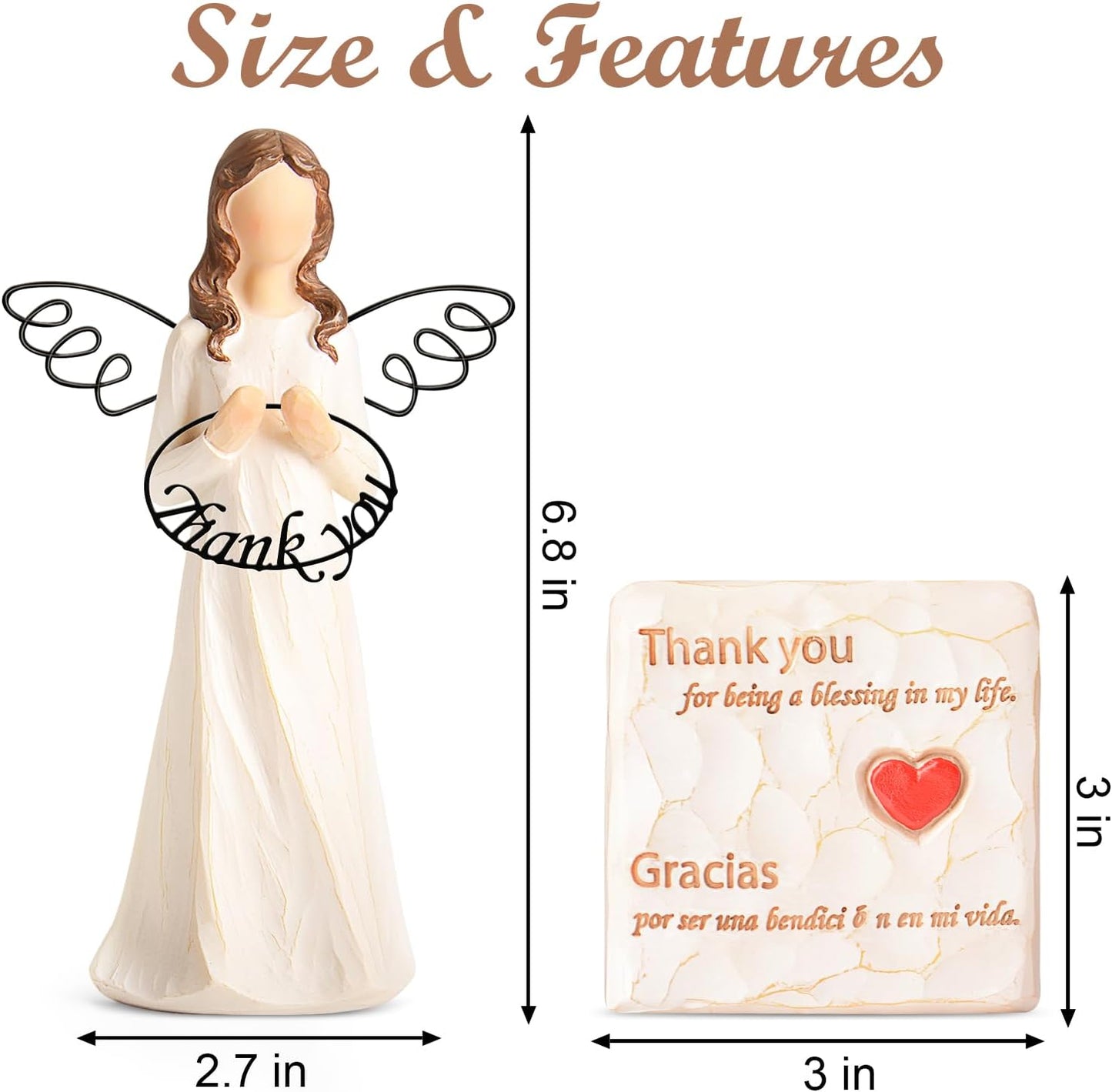 Thank You Gift Retirement Gift - Thank You Angel Figurines Gifts for Coworkers Doctor Female Retirement Gift for Woman Retirement Party Decorations Appreciation Gifts for Teacher