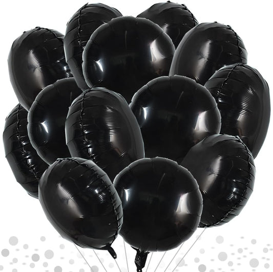 TONIFUL 30Pcs 18 Inch Large Black Round Shape Foil Balloons Big Black Circle Helium Mylar Ballons for New Year Halloween Chrismas Birthday Wedding Baby Shower Anniversary Engagement Party