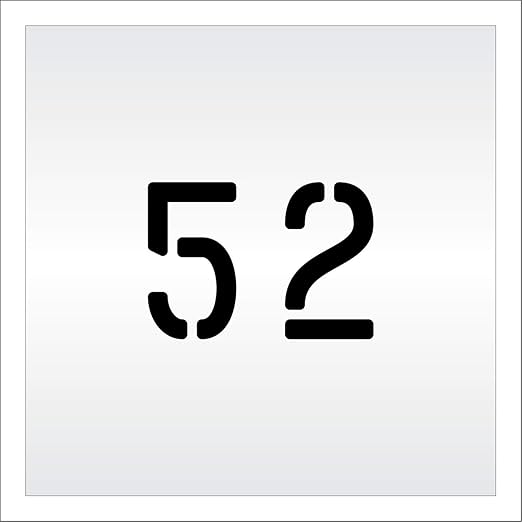 Pavement, Curb, and WheelStop Stencils - 4 inch Double Number Stencil - (52) - 4" x 5.5" x 1/16" (63 mil) - Light-Duty