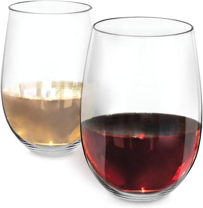 True Flexi Shatterproof Stemless Wine Glasses, Reusable and Flexible Plastic Drinking Glasses for Red and White Wines, Picnic, Camping, BBQ, Beach, Outdoor Party, Housewarming Gift, 15 oz, Set of 2