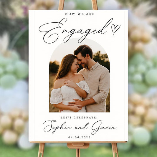 Personalized Engagement Welcome Sign, Engagement Party Sign, Engaged Decor for Couple - She Said Yes!, Decorations, Engaged Welcome, Custom Poster, Canvas, Wooden 2 Layer /4