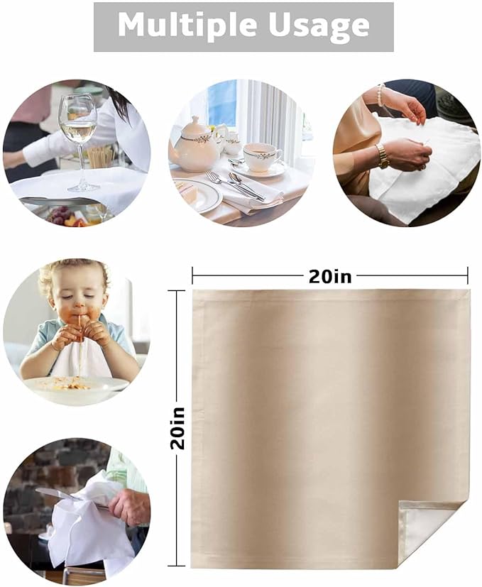 Khaki Ombre Cloth Napkins Set of 8 Reusable Dinner Napkins, Modern Abstract Art Cocktail Napkin, Farmhouse Gradient Washable Table Napkins for Wedding/Holiday Party/Baby Shower 20"x20"