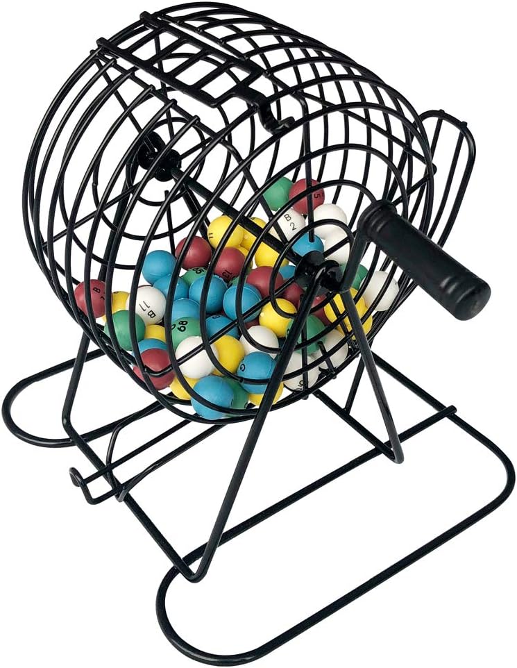 Yuanhe Deluxe Bingo Games Set - Metal Cage with Calling Board,50 Bingo Cards,300 Colorful Bingo Chips,75 Colored Balls, Great for Adults Kids Large Groups,Parties Events Family Game Nights
