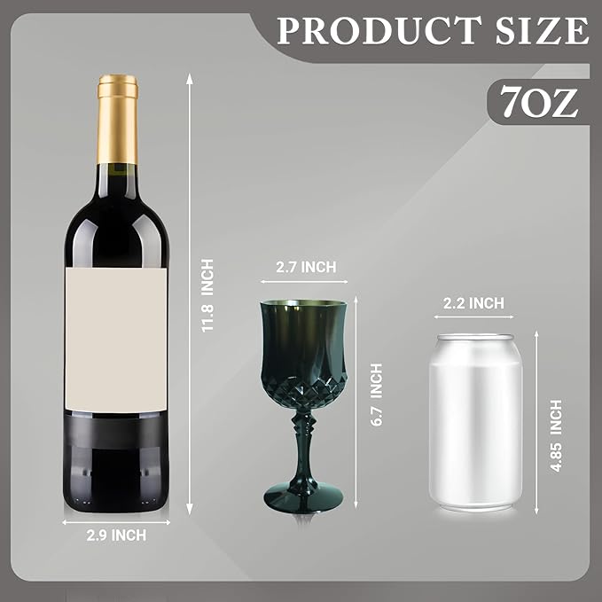 Plastic Wine Glasses, Plastic Goblets Vintage Style Cordial Unbreakable Drinking Glasses, Reusable Drinkware for Wedding Reception, Grand Event Party Supplies, Easter (24, Black)