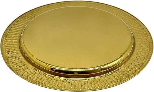 13-Inch Stainless Steel Beaded Charger Plates, Gold Dinner Plate Chargers Set of 6, Round Server Ware