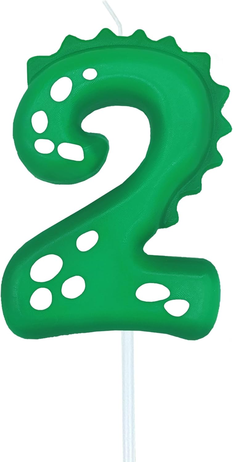 Number Birthday Candles(2 Candle Green) Dinosaur Shape Number Happy Birthday Cake Candles for Dinosaur Birthday Party Decoration Reunions Theme Party