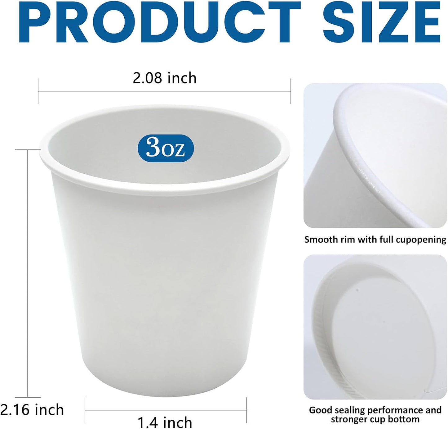 200 Count 3oz Disposable Paper Cups, Bathroom Mouthwash Cups, Leak-Free Food Safe Small White Paper Mini Cups for Bathroom