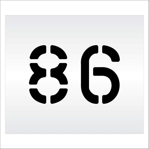 Pavement, Curb, and WheelStop Stencils - 6 inch Double Number Stencil - (86) - 6" x 9" x 1/16" (63 mil) - Light-Duty