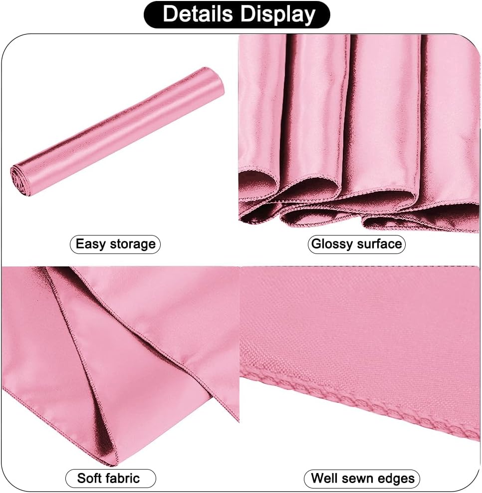 12 Pack Satin Table Runner 12 x 108 Inch Long Satin Table Runners for Wedding Banquet Graduations Birthday Party Decoration (Light Pink)