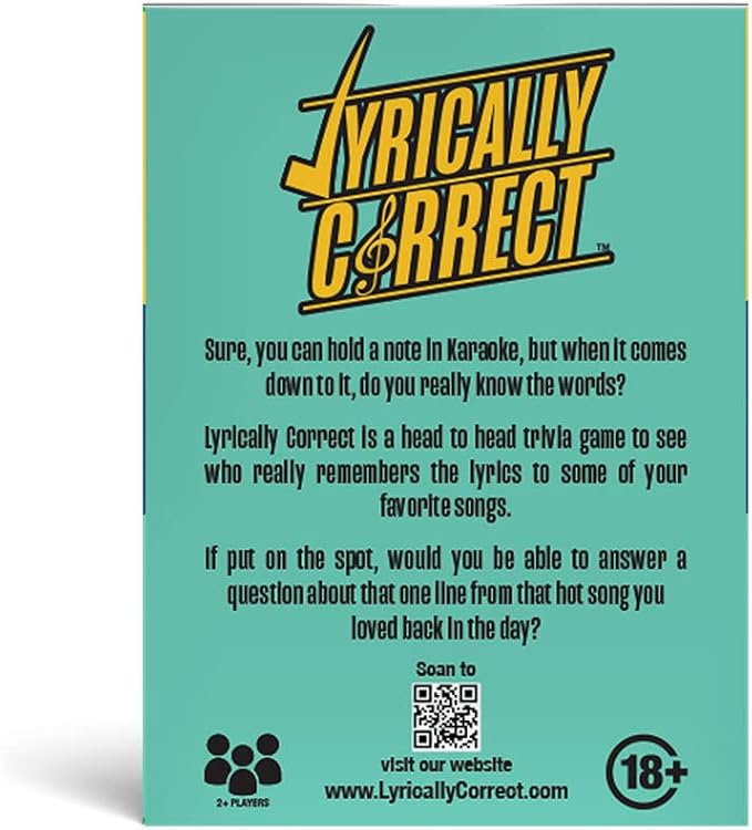 Lyrically Correct '90s R&B Expansion Pack - Music Trivia Card Game Add-On - Finish The Lyrics Challenge, Fun for Adults, Party or Family Night
