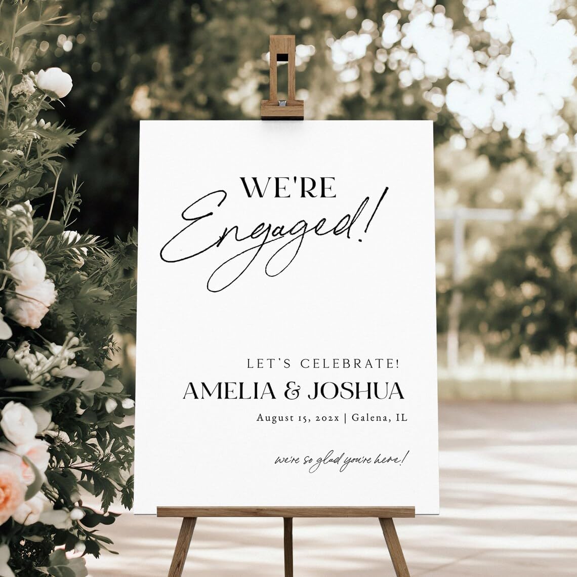 We're Engaged Welcome Sign, Engagement Party Welcome Poster, Modern Photo Engagement Party Sign