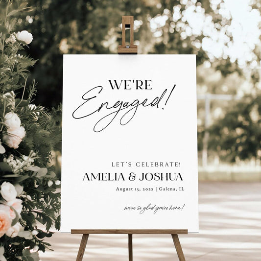 We're Engaged Welcome Sign, Engagement Party Welcome Poster, Modern Photo Engagement Party Sign