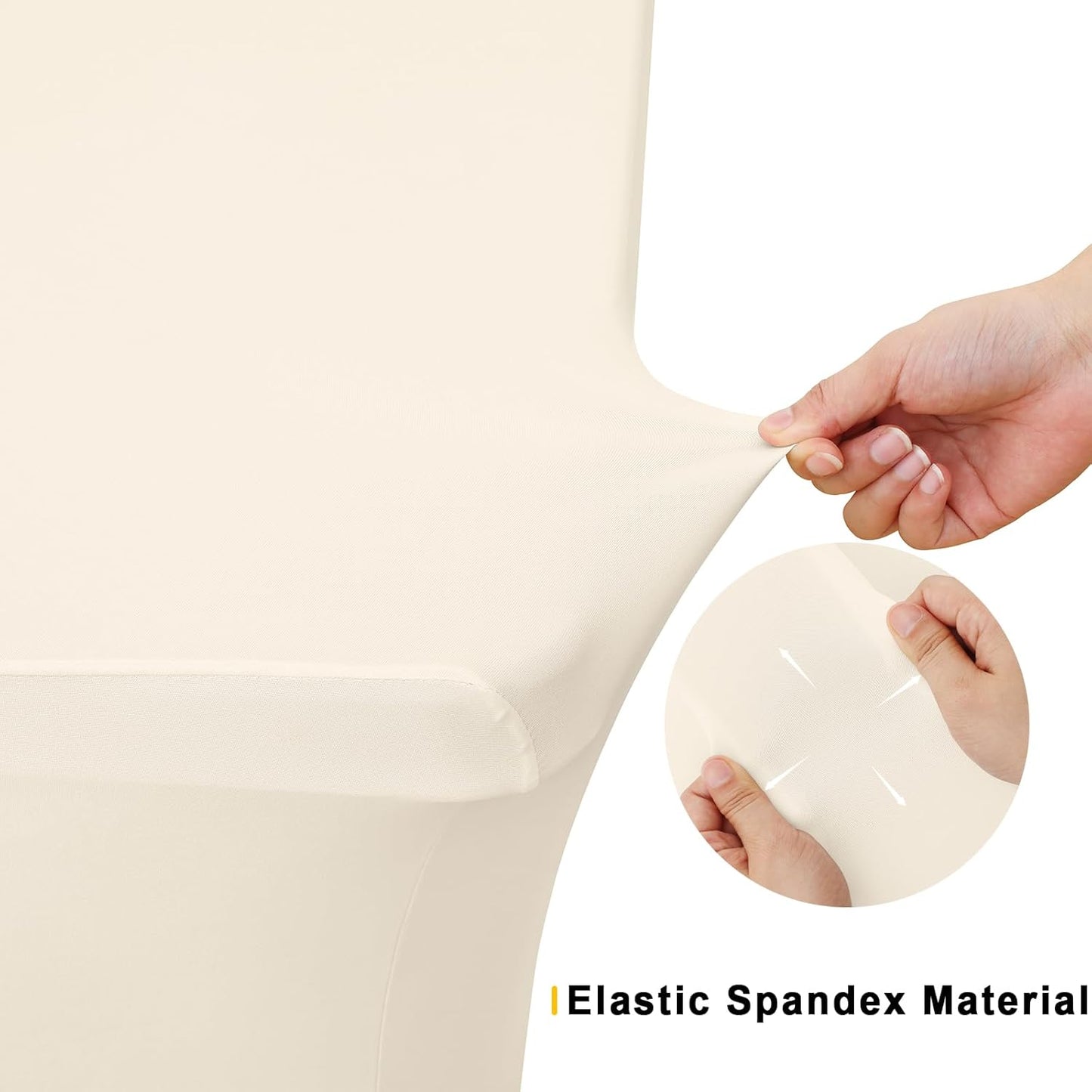 Smiry 2 Pack Spandex Table Cloth 8FT, Elastic Fitted Stretch Tablecloths, Washable and Wrinkle Free Rectangular Patio Table Cover for Outdoor, Wedding, Banquet & Parties (Beige, 96Lx30Wx30H Inch)